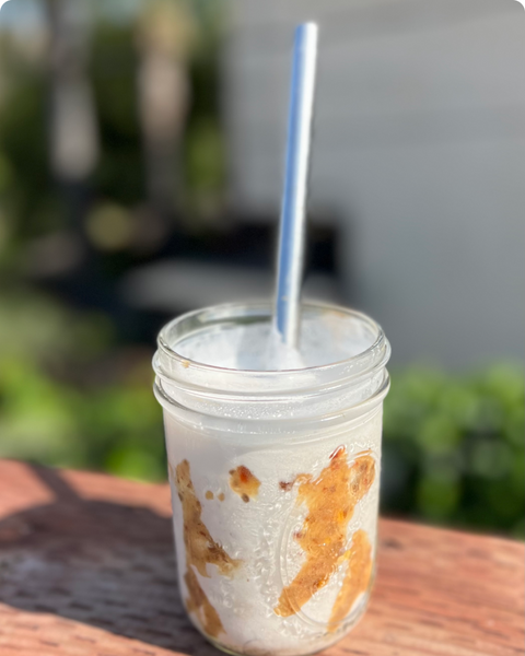 Vanilla Milkshake with Date Caramel Sauce